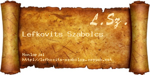 Lefkovits Szabolcs névjegykártya